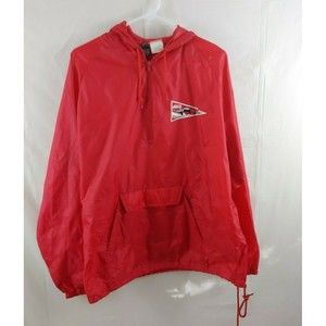 Vintage Coca Cola Windbreaker Jacket Large Red Hooded Pullover Light Weight MV
